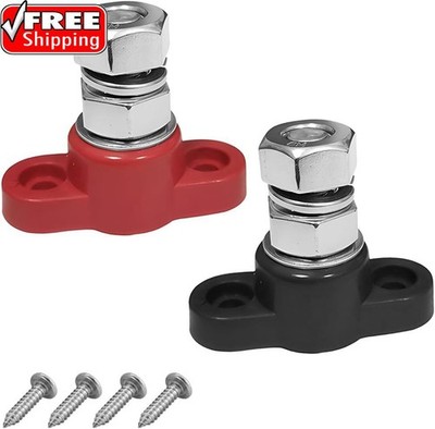 2pcs 3/8'' Car Single Stud Battery Junction Posts Block, 12v Vehicle Insulated Ba
