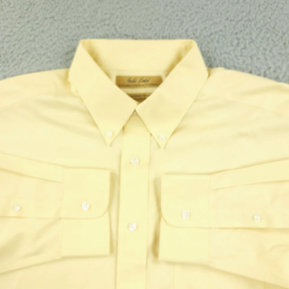 Camisa Roundtree & Yorke Etiqueta Dorada Para Hombres 16.5 35 Amarillo Vestido Abotonado Algodón Foto 2 de 4
