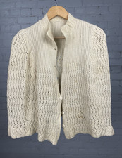 Vintage 70er-90er creme Grobstrick Cardigan K...