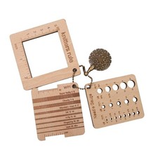 Wood Knitting Gauge Rulers 3 Set Guage With Yarn Cutter Wooden