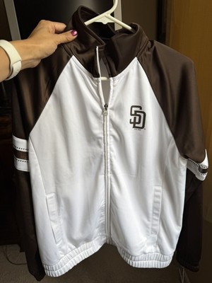 NWT  San Diego Padres  MLB Carl Banks White Show Up Raglan Full-Zip Track Jacket
