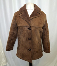 Suede and Sheepskin Shop Coat Jacket Brown Vintage Women's UK12 C5560