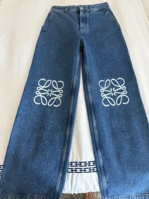 LOEWE Women Blue Anagram Baggy Pants Size 36   Brand New Without Tags