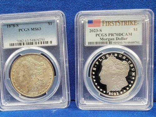 1878  S Morgan Silver Dollar PCGS MS63 Also 2023 S  PCGS PR70 DCAM GORGEOUS  2