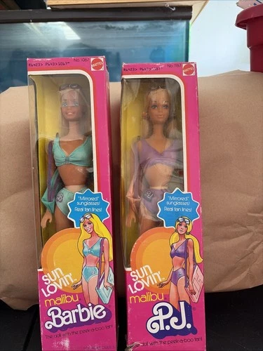 Vintage Sun Lovin’ Malibu Barbie & PJ Doll Lot 1187 and 1067 Peek-a-boo Tan