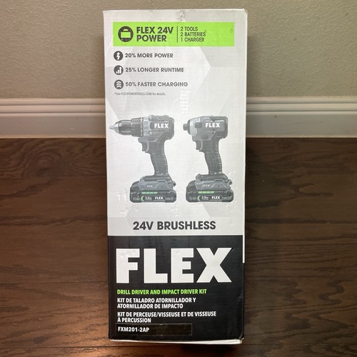 Kit combinado de taladro y atornillador de impacto sin escobillas FLEX 24V 2 baterías/estuche FXM201-2AP - Imagen 3 de 7
