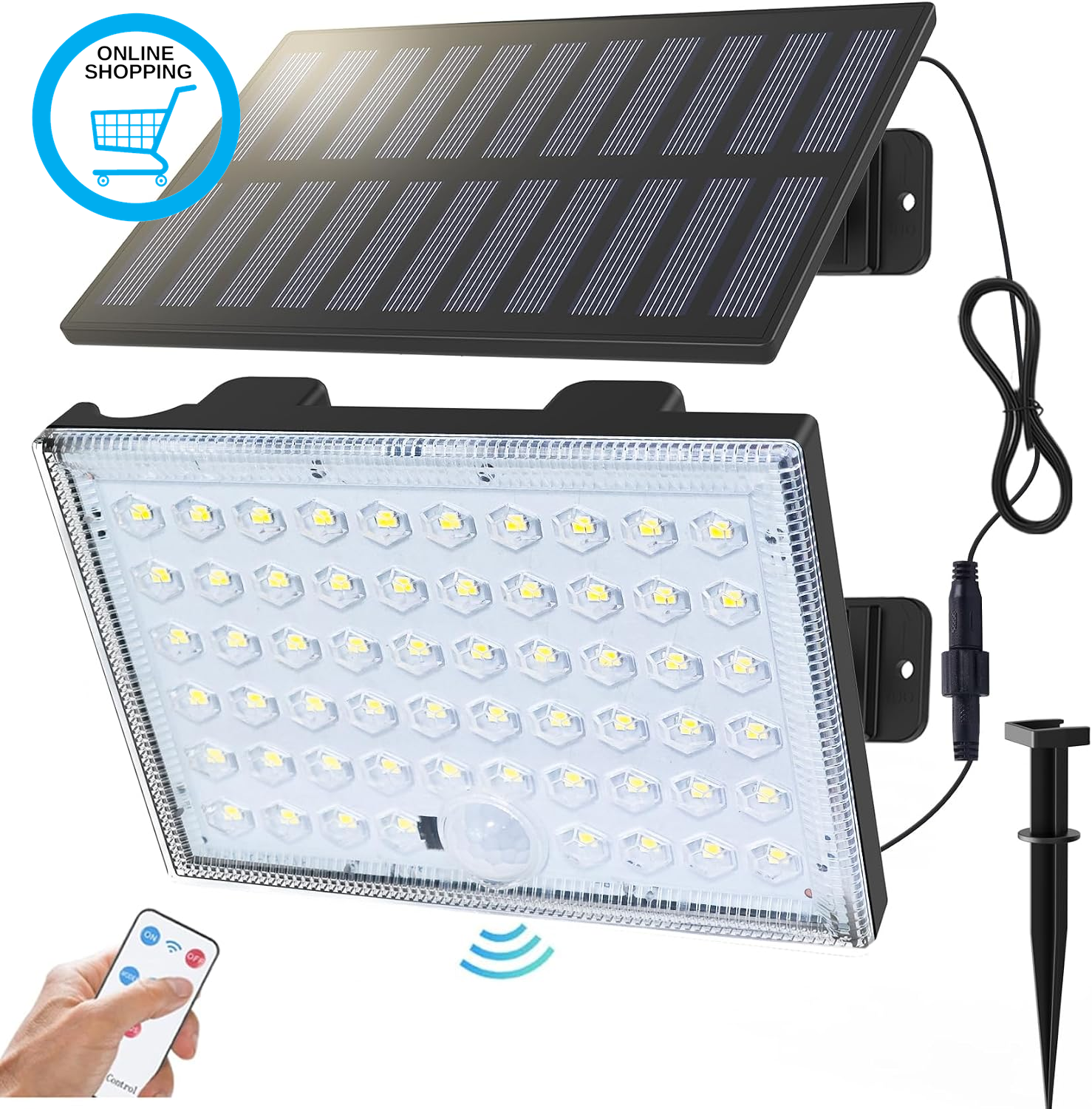 Solar Lights Outdoor Garden, 3 Modes Solar Security Lights Motion Sensor with Re