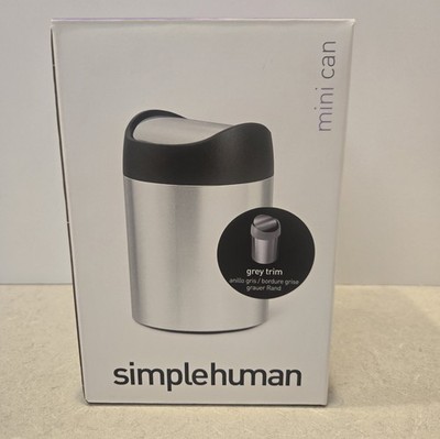 Simplehuman 1.5 Liter / 0.4 Gallon Mini Countertop Trash Can, Brushed Stainless