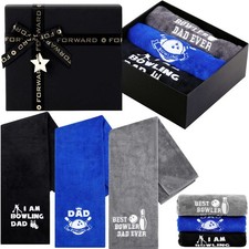 Newwiee 3 Pcs Bowling Towel Gifts for Dad with Box Small, Black, Blue , Grey