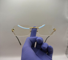 Cartier Big C Diamond Cut Frameless CLEAR Lens Gold Frame