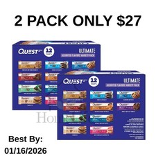 2 X Quest Ultimate Protein Bars Variety Pack 24 Snack Lot -Best By: 2026-01-16