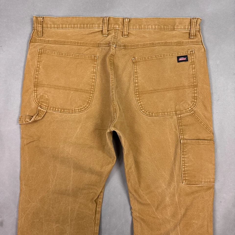 Pantalones Dickies Para Hombre 40x28 Marrón Carpintero Lona Carga Ropa de Trabajo Desteñida (Tag38x30) Foto 4 de 4