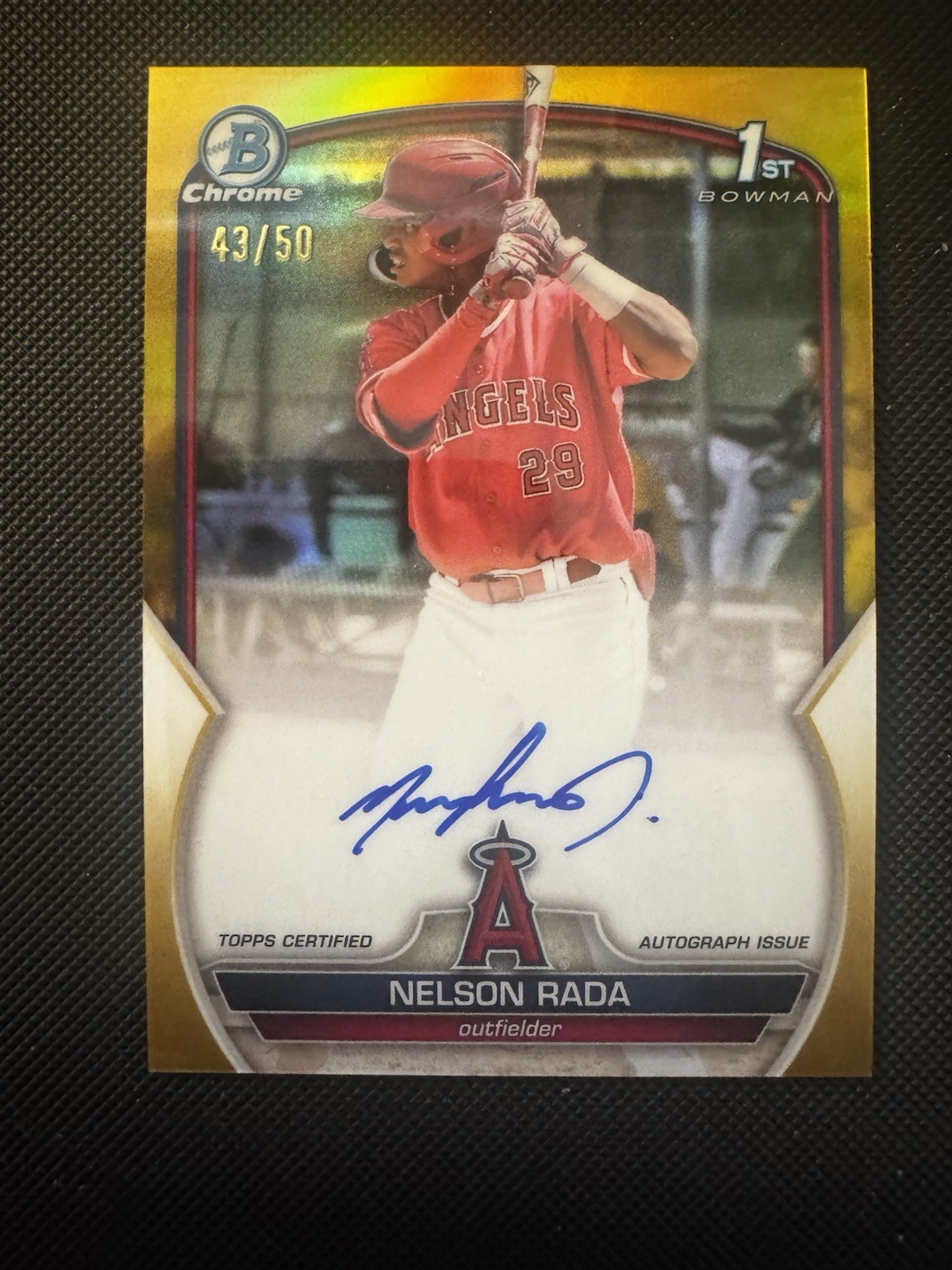 2023 Bowman -Chrome Prospect Autograph Gold Refra #CPA-NR Nelson Rada /50
