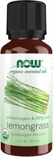 NOW Essential Oils, Organic Lemongrass Oil, Uplifting Aromatherapy Scent, Steam
