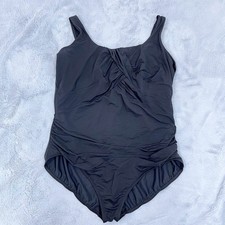 Lands End SlenderSuit Carmela Tummy Control One Piece Swimsuit Black Womens 22W