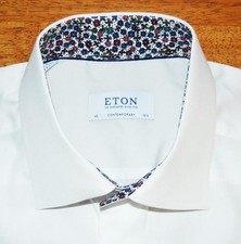 Eton Poplin 16.5 33 solid white spread collar luxury cotton dress shirt w0j1