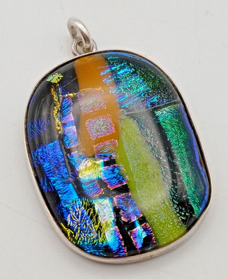 Anhänger Silber & Kunstglas Mehrfarbig Abstraktes Design
