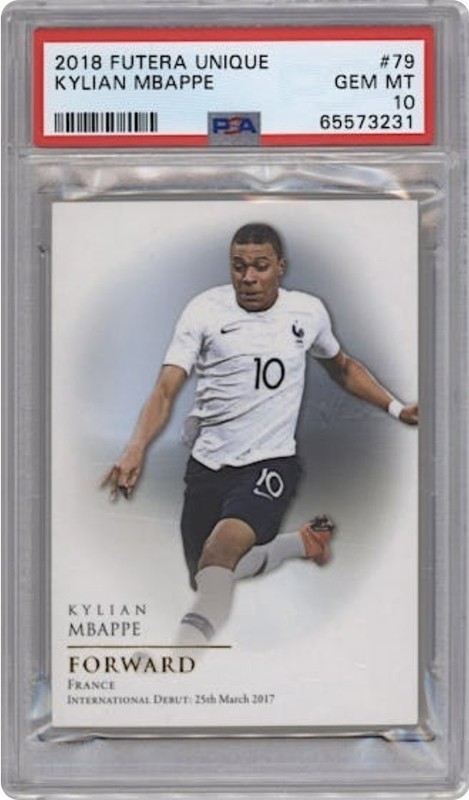 KYLIAN MBAPPE ROOKIE 2018 FUTERA UNIQUE #79 INTERNATIONAL DEBUT PSA 10 MINT RC