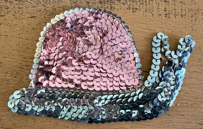 Vintage Snail Applique Sequin Patch SNAPS ON BACK