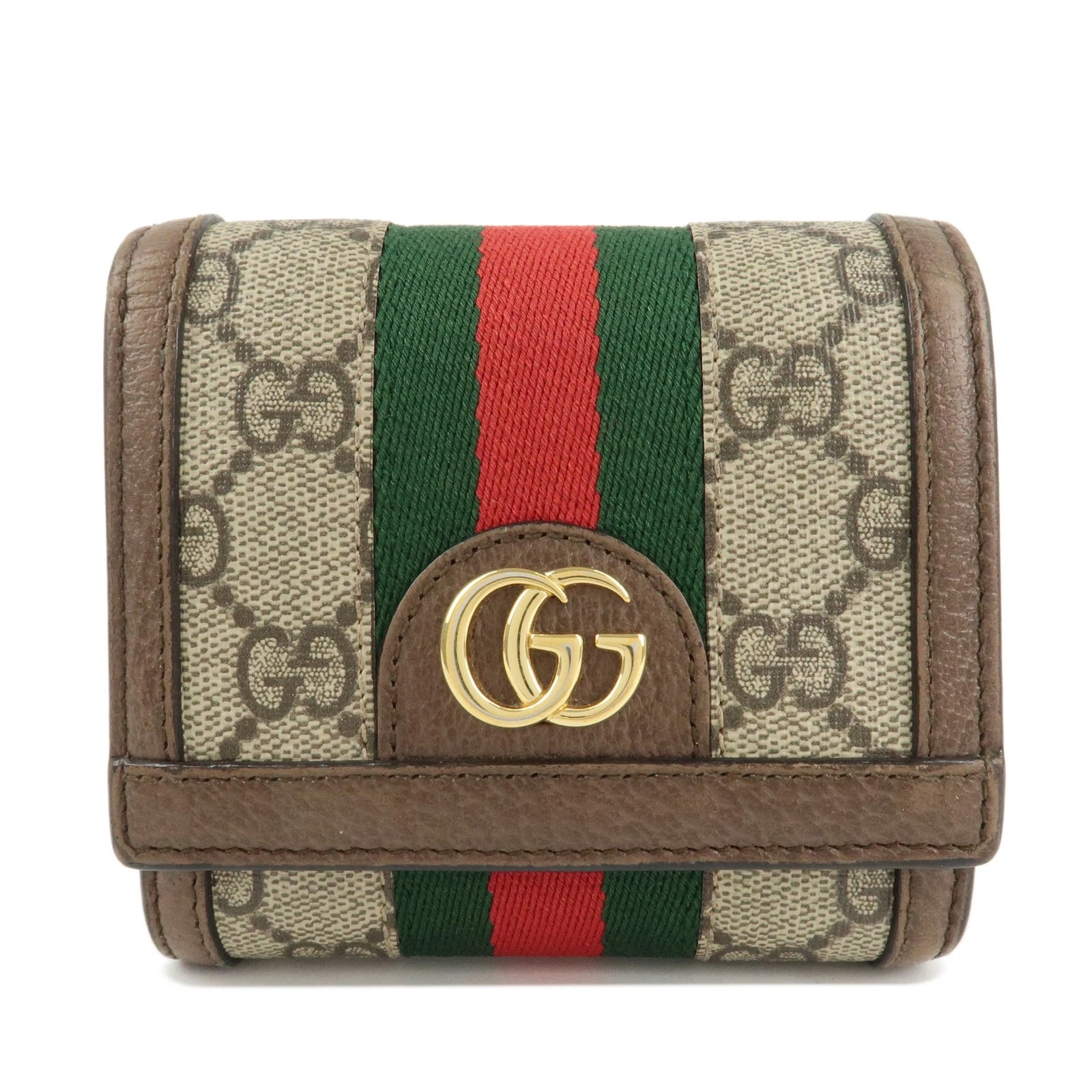 Authentique portefeuille GUCCI Ophidia Sherry GG Supreme en cuir à deux volets 598662 d'occasion F/S