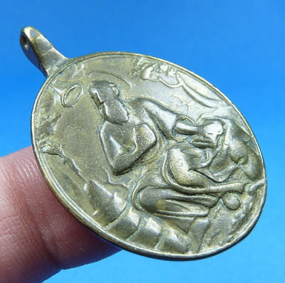 ST. JEROME CROSS & VIRGIN GUADALUPE MEDAL ANTIQUE PIRATE COLONIAL SHIPWRECK TIME