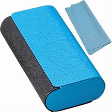 Glasses Case for 2 Storage Portable Compact Slim Two-Piece Soft Blue Hard Case