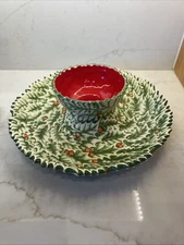 Vintage, 1968, Handmade Christmas Chip And Dip Set