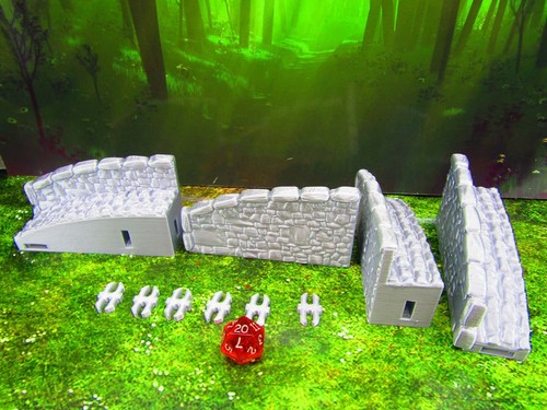 Modular Stone Bridge Sloped w/ Walls Scatter Terrain Scenery 3D Printed Mini - Picture 2 of 3