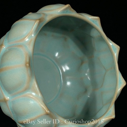 6.8" Old Chinese Song Dynasty Ru Kiln Porcelain Lotus Writing-Brush Washer - Picture 5 of 9
