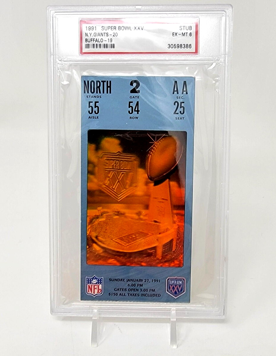 1991 Super Bowl 25 XXV Ticket Stub PSA 6 EX-NM, Giants Bills