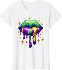 Mardi Gras Outfit Costume Men Women Mardi Gras Lips Ladies' Crewneck T-Shirt