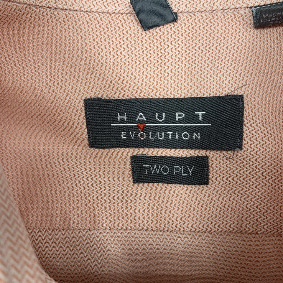 Camisa Haupt Evolution Dos Capas Para Hombre Botón Delantero Naranja Blanco L 42 16.5 Foto 3 de 4