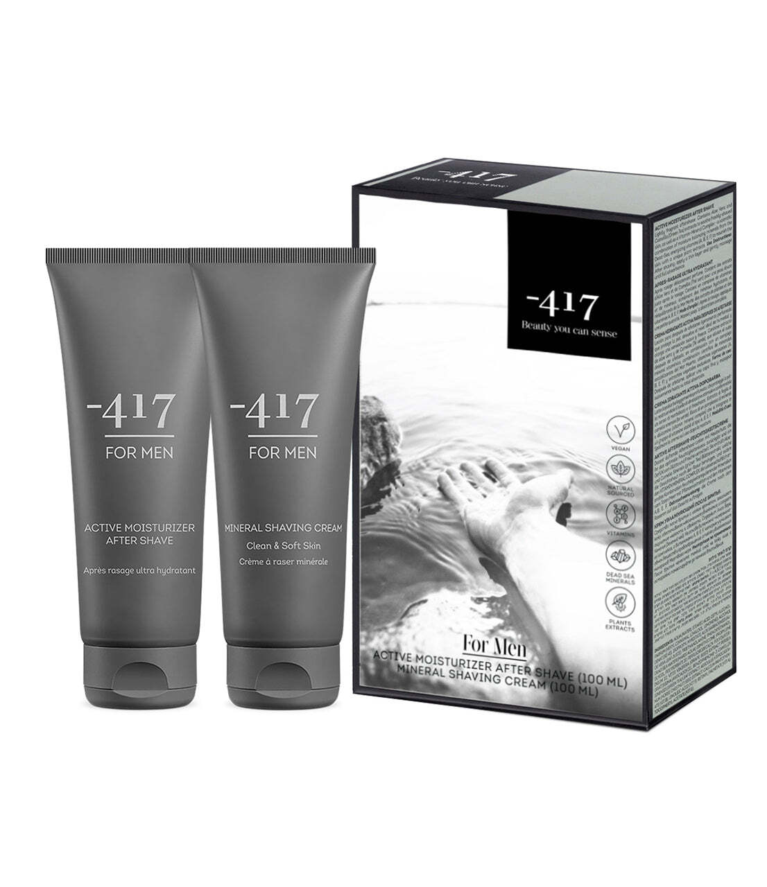 -417 Dead Sea For Men Kit - Crema de afeitar mineral y dúo para después del a...