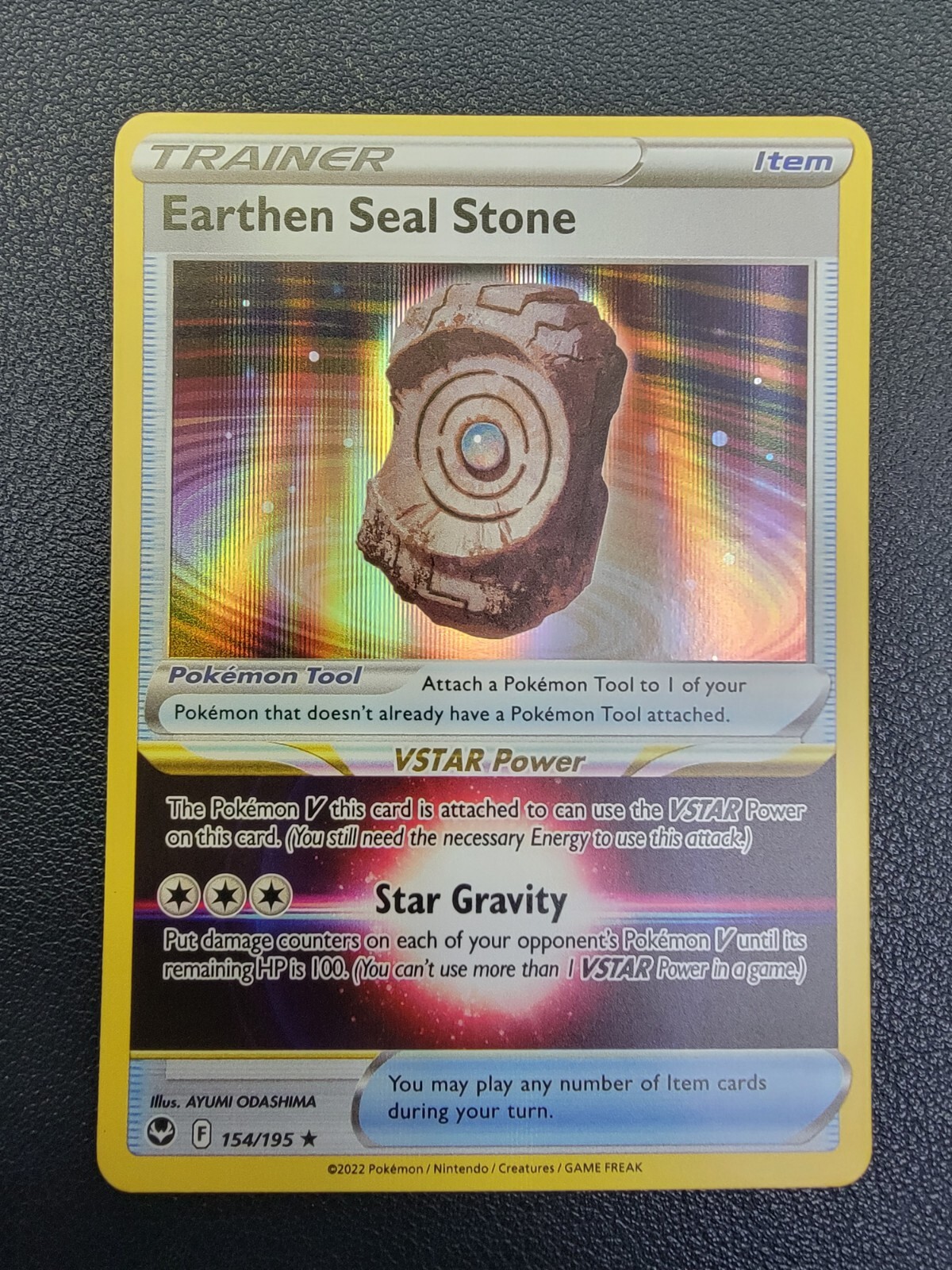 Earthen Seal Stone - 154/195 - NM/M - Holo Rare - Silver Tempest - Pokemon TCG