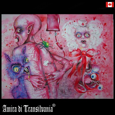macabre art contemporary pop horror modern painting original famouse artist aceo