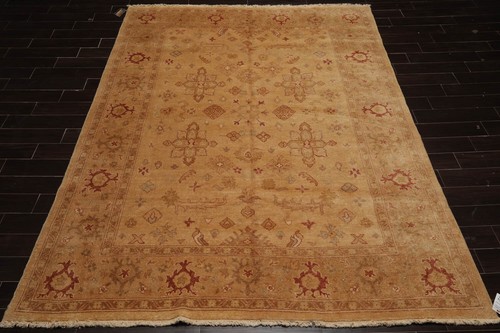 8’1" x 10’1” Authentic Hand Knotted Wool Turkish Oushak Oriental Area Rug Tan - Picture 3 of 9