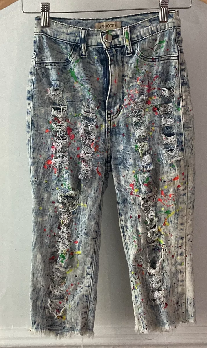 Aphrodite Juniors size 3 Paint Splatter High Waisted Distressed