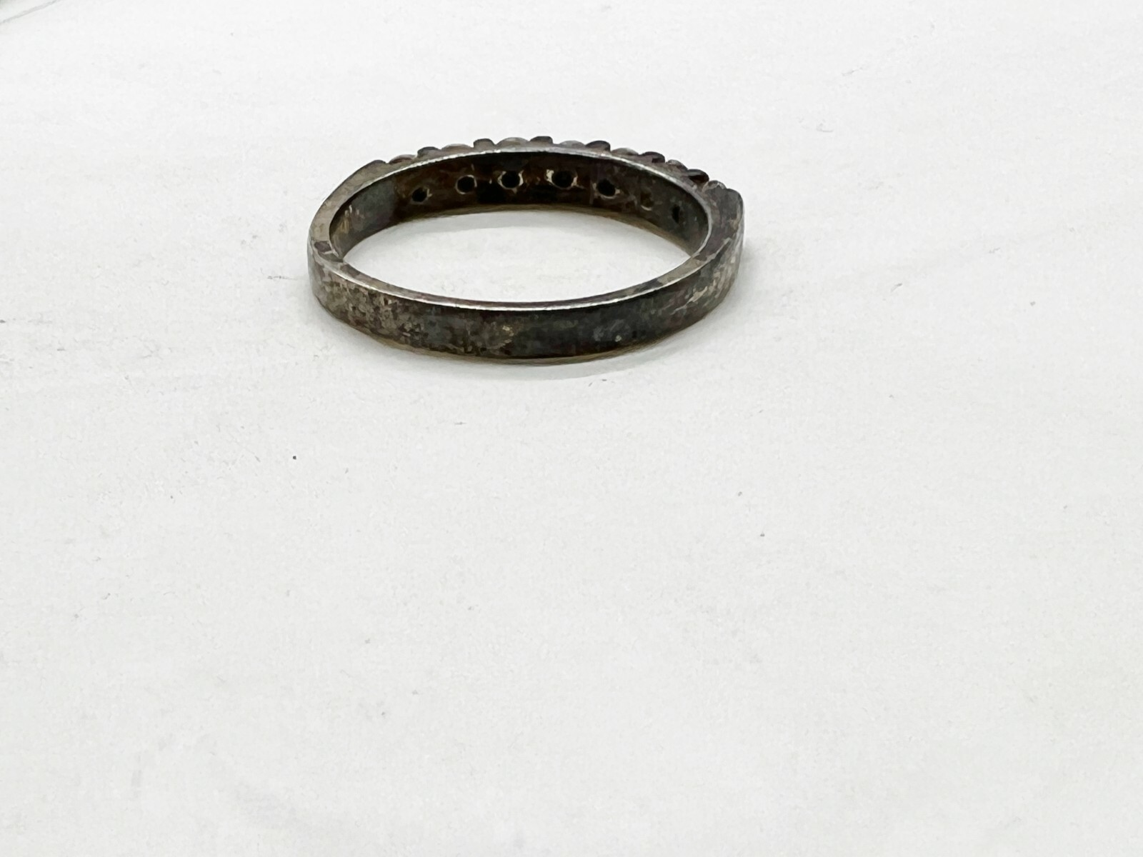 VINTAGE SOLID STERLING SILVER CLEAR HALF ETERNITY… - image 4