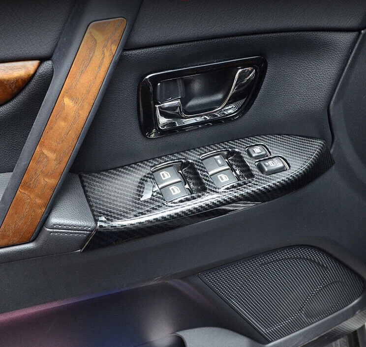 4x For Mitsubishi Pajero Montero 2006-19 Carbon Look Window Lock Lift Cover Trim - Image 3 of 4