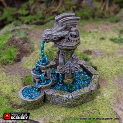 Gargoyle Fountain - Hagglethorn Hollow Printable Scenery Terrain D&D DnD Hagglet