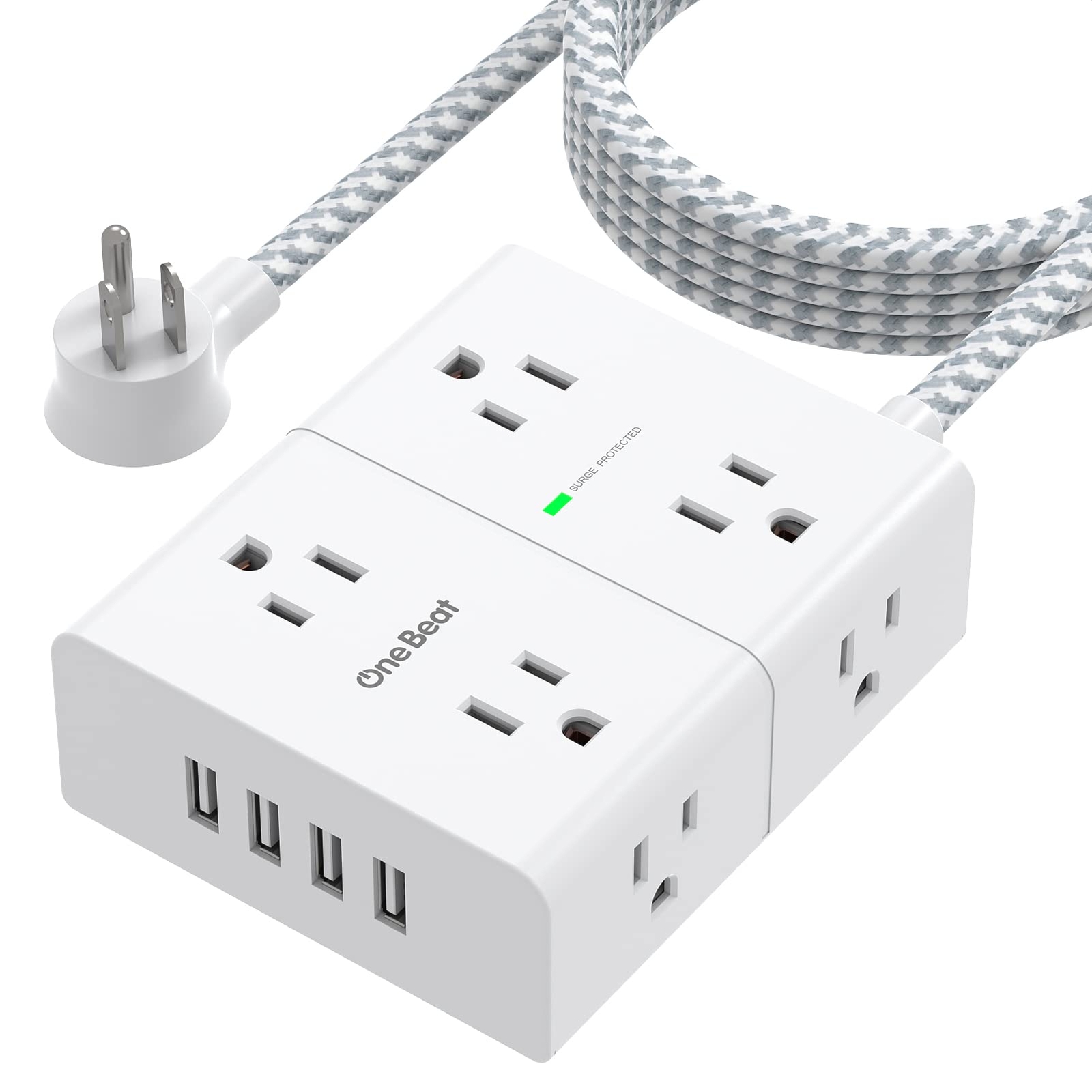 Extension Cord 10 Ft Surge Protector Power Strip 8 Widely Outlets 4 Usb Ports 10-image