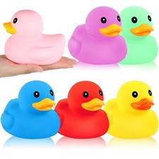 Deekin 6 Pcs Multicolor Rubber Duck Assortment Toy Duckies Bulk Squeak Rubber