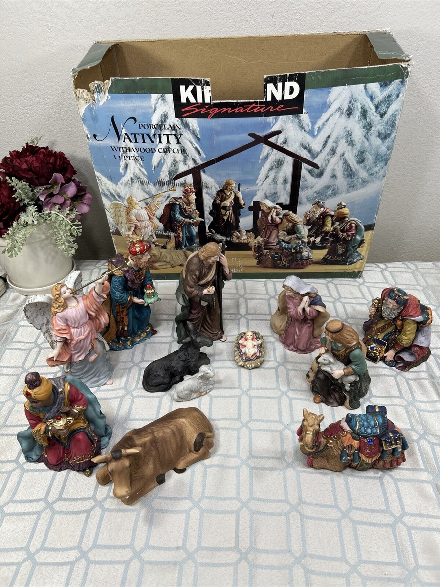 Kirkland 14 Piece Complete Porcelain Christmas Nativity Set