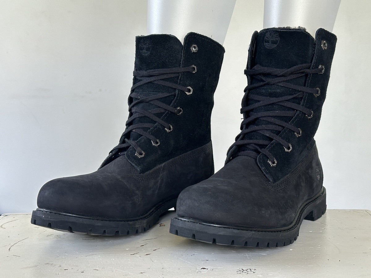 Timberland Authentics Black Roll Fold-Down Teddy Fleece Boots