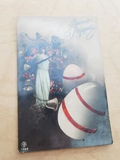Antique Easter egg Italian Postcard used unstamped **is like a photo (pc32)