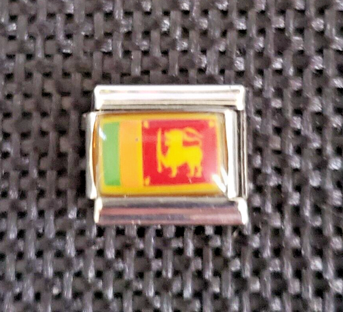 National Flag of Sri Lanka Italian Uberry Charm Link Stainless Steel Enamel 9mm - Picture 2 of 3