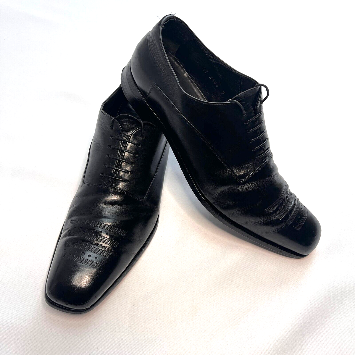 Prada Black Leather Lace Up Square Toe Oxford Shoes Men's
