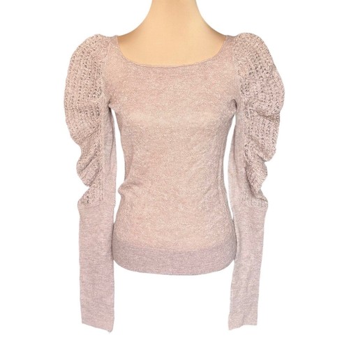 NWOT Bird by Juicy Couture Sweater Sz.M Pink Alpaca Wool Puff Sleeve Coquette - Picture 11 of 11