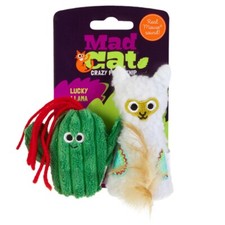 Mad Cat Lucky Llama Cat Toy Catnip Silvervine with String Crinkles Kitten 2pk