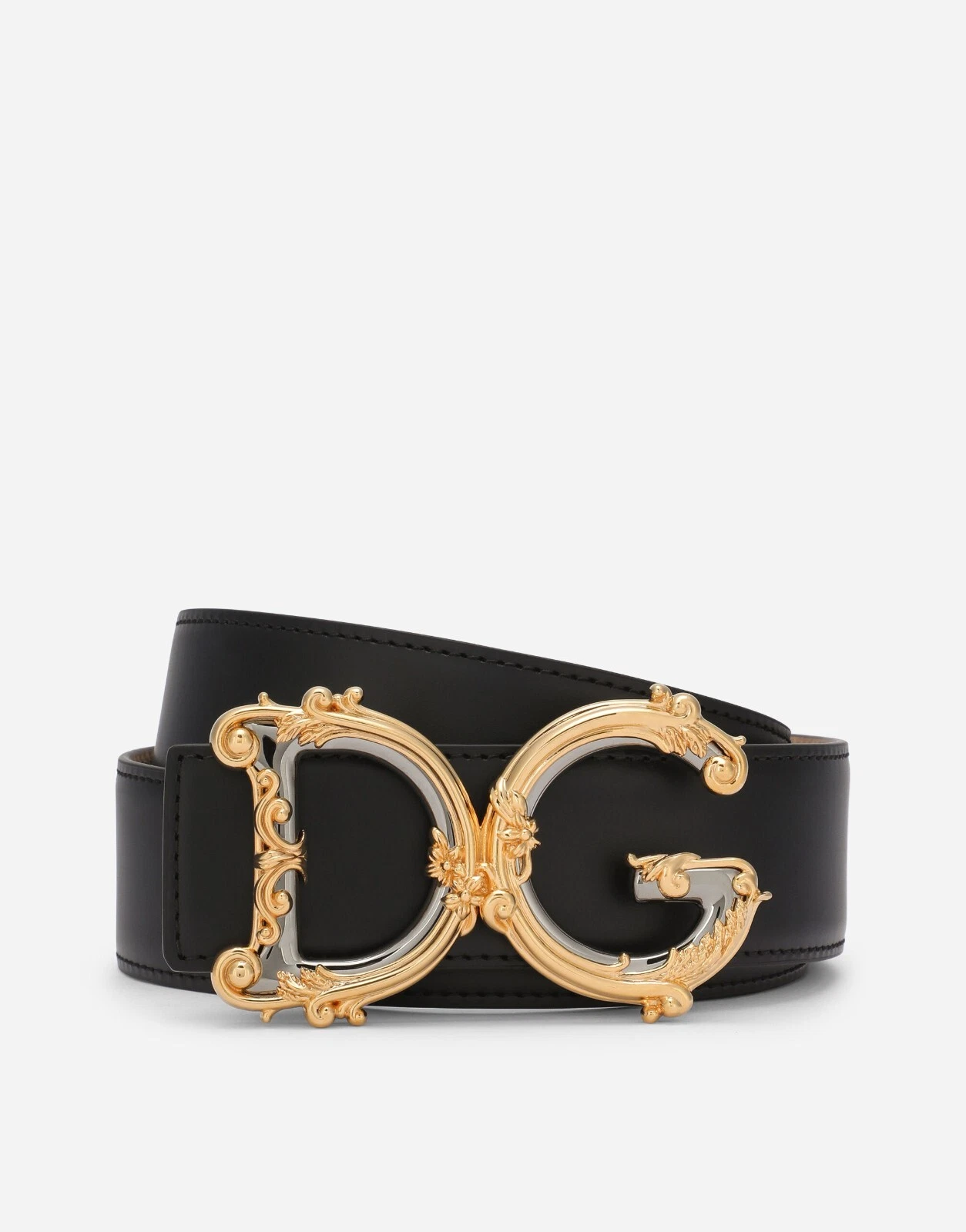 Dolce Gabbana — Dolce & Gabbana WOMEN'S Leather belt with baroque DG logo